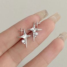 44307877265620 Fake Fringe, Y2k Earrings, Star Earrings Stud, Star Studs, Accessories Earrings, Ear Studs, Black Rings, Fashion Earrings, Silver Color