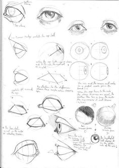 an image of various types of eyes and how to draw them with pencil on paper