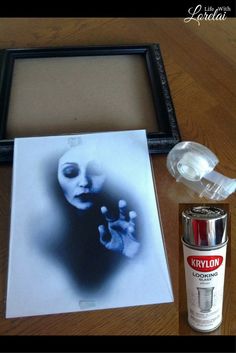 an image of a creepy face is being displayed next to a can of kryolan