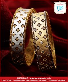 Glorify with our opulent antique bangle. It has been designed and embedded with our cultural motifs to highlight your ethnic style among many. #goldbangle Check out : www.saravanastores.in Call us at : 8056003000, 044-24356060, 044-24356061, 044-24356062, 044-24356063 #goldbangledesigns #goldbanglemodels #goldbanglecollection #goldbangleset #Saravanaelite #goldpnecklace #goldnecklace #evergreen #evergreennecklace #goldjewelry #gold #jewelry #indianjewelry #SaravanaStoresEliteGold Jewellery Indian, Bridal Jewellery Indian, Gold Work, Bangle Designs, Latest Jewellery, Bridal Jewellery, Ethnic Style, Gold Jewelry Fashion