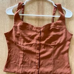 Brown Abercrombie, Corset Button Front Tank Top, Nwt Fitted Orange Top With Button Closure, Fitted Orange Tops With Buttons, Fitted Orange Top With Buttons, Wants And Needs, Brown Orange, Corset Top, Abercrombie Fitch, Womens Tops, Tank Top