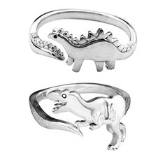 Penguin Clay Ring, Dinosaur Ring, Boy And Girl Friendship, Dinosaur Jewelry, Ring Boy, Animal Rings, Gothic Rings, Dinosaur Design, Couple Jewelry