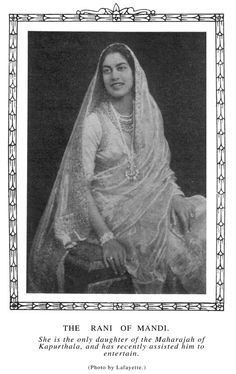 an old photo of a woman in white dress and veil with text that reads, the rani of mandi she is the only daughter of the maha