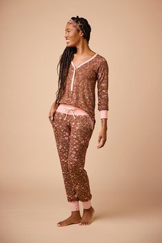 Welcome to the pajamas of your dreams. The Henley Harem set is the perfect pair of pajamas combining style and comfort to keep you looking and feeling great in bed and out. This set comes with a v-neck long sleeve style henley top, harem pants with tapered ankle cuffs, pockets, an adjustable drawstring waistband, and a matching headband. Made from our signature ultra-soft and moisture-wicking fabric blend. Made in Canada. Ultra-soft 93% Viscose from Bamboo / 7% Spandex. XS (0-2), S (0/2-4/6), M