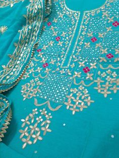 Item Overview ATHARVA Hand Embroidered Salwar Kameez Blue/Gota Patti Chiffon Dupatta/Custom Stitch Unstitch/Anarkali/Churidar/Plazzos/Patiala/ Dno. CH1581 Fabric: * Shirt Chanderi Silk - Embroidered Jaal/ 2.5 Mts Beautiful Hand Embroidery * Dupatta: Chiffon Chinnon Dupatta 2.5 Mts- Gota Patti Work * Bottom Santoon Silk 2.5 Mts. Excusive Hand Embroidered Party Wear Punjabi Suit. Customization: * Fabrics Customization: Designs Can be made in different Fabrics. *Color Customization: Designs Can be Traditional Light Blue Kurta For Festive Occasions, Blue Unstitched Straight Kurta Suit For Navratri, Festival Georgette Churidar With Zari Work, Festival Churidar In Georgette With Zari Work, Blue Lawn Suit With Traditional Drape For Festive Occasions, Traditional Light Blue Kurta With Zari Work, Blue Traditional Wear With Dabka Work In Georgette, Traditional Blue Georgette Wear With Dabka Work, Festive Blue Lawn Suit For Party