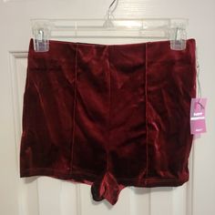 Forever 21 Burgundy Velour Shorts, Size S Red High-waisted Shorts For Night Out, Trendy Burgundy Party Bottoms, Red Forever 21 Bottoms For Summer, Forever 21 Red Summer Bottoms, Red Forever 21 Summer Bottoms, Burgundy Bottoms For Summer Party, Summer Burgundy Shorts, Red Short Length Bottoms For Night Out, Trendy Red Shorts For Night Out