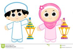 two children dressed in traditional muslim garb holding hands and standing next to each other