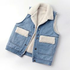 Women Fleece Lined Denim Gilet Waistcoat Sleeveless Outwear Jacket Splice Winter Please note this is in Asian sizing, smaller than western size e.g. UK, US, AU. Please check the measurements carefully before making a purchase. Please allow 2-4cm discrepancy due to different measurement method. If you are not sure which size to buy, please provide height and weight, we will recommend a suitable size. For your convenience that we converted the Asian sizes to UK sizes, but Asian sizes tend to run s Cheap Washed Blue Button-up Outerwear, Denim Gilet, Sleeveless Jean Jackets, Womens Denim Vest, Denim Waistcoat, Jean Jacket Vest, Denim Jacket Outfit, Sleeveless Coat, Girls Vest