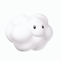 a white cloud with two eyes on it