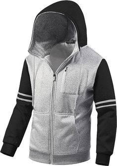 The Men's Soft Fleece Sweatshirt Hoodie is the perfect companion for outdoor activities. Made from 100% polyester, it offers superior warmth and comfort, as well as a lightweight and breathable feel. With its classic hoodie design, it offers a relaxed, casual fit that is perfect for any chill in the air. 100% Polyester Zipper closure Machine Wash ☞Windproof Design: Men's hoodie lightweight jacket Outer fabric has high moisture absorption, breath-ability and quick-drying.Stretchy ribbed cuff and Gray Hooded Jacket With Fleece Lining For Streetwear, Winter Sweatshirt With Drawstring Hood For Light Sports, Sporty Fleece Sweatshirt For Outdoor, Winter Hoodie For Light Sports With Ribbed Cuffs, Winter Hoodie With Ribbed Cuffs For Light Sports, Gray Fleece-lined Hoodie For Streetwear, Winter Hoodie Sweatshirt For Light Sports, Winter Fleece Hoodie For Light Sports, Winter Athletic Hoodie Sweatshirt