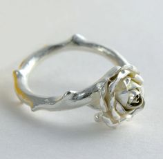 Small Rose Ring Rose Stem Jewellery by MagnoliaJewellery on Etsy Elegant Flower Ring With Roses For Gift, Wedding Jewelry With Roses In Sterling Silver, Wedding Jewelry In Sterling Silver With Roses, Delicate Rose Design Flower Ring As Gift, Delicate Rose Design Flower Ring Gift, Flower Shaped Rings With Roses For Gift, Rose Flower Ring In Sterling Silver For Wedding, Rose Flower Sterling Silver Wedding Ring, Sterling Silver Rose Flower Ring For Wedding