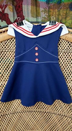 Vintage Girls Sailor Dress by Jcpenney, 3T missing 1 Button - Etsy Fitted Doll Collar Dress For School, Nautical Navy Cotton Dress, Navy Nautical Cotton Dress, Navy Cotton Nautical Dress, Blue Fitted Dress With Sailor Collar, Fitted Cotton Nautical Dress, Blue Sailor Dress With Sailor Collar, Navy Cotton Dress With Buttons, Navy Fitted Dress With Sailor Collar