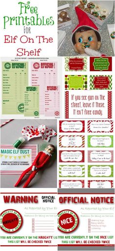 elf party printables for elf on the shelf with freebies and other items