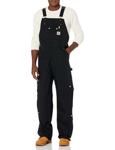 PRICES MAY VARY. 12-ounce, firm hand, 100% ring-spun cotton duck Adjustable front-elastic suspenders Bib pocket with zipper closure Zipper fly Two large lower front pockets Great no matter what season, this unlined Carhartt bib features a zipper to thigh that allows for easy on-off. The chap style double front knees feature a clean out bottom that can accommodate knee pads. - 12-ounce, firm hand, 100% ring-spun cotton duck - Adjustable front-elastic suspenders - Bib pocket with zipper closure - Carhartt Overalls Outfit, Overalls Outfit Men, Black Overalls Outfit, Work Overalls, Overalls Men, Mens Overalls, Overalls Outfit