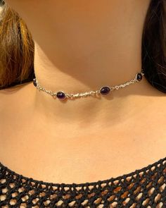 Handcrafted Silver Amethyst Choker Necklace * Vintage Design Handmade Amethyst Gemstone Choker Jewelry * 925 Sterling Silver Necklace  Handmade with attention to detail, this stunning piece features amethyst stones set in sterling silver choker chain. Calming energy of amethyst, known for its ability to promote relaxation and inner peace. Each stone is carefully selected for its clarity and color, ensuring a high-quality piece that you'll cherish for years to come. ⯄ MATERIAL: Handmade and craft Amethyst Choker Necklace, Purple Metal Choker For Gift, Adjustable Amethyst Choker Necklace, Adjustable Purple Choker, Silver Amethyst Faceted Necklaces, Amethyst Choker, Choker Chain, Sterling Silver Choker, Choker Jewelry