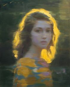 a painting of a woman with yellow hair