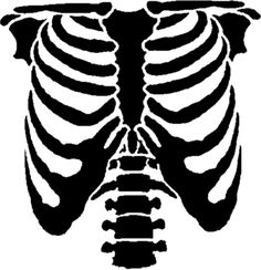 the ribcus bones are shown in black and white