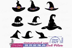 witch hat silhouettes for halloween svg files