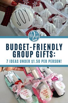 a bunch of items that are on display with the text budget - friendly group gifts 7 ideas under $ 50 per person