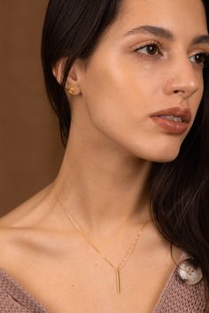 Dimensions Bar length - 25mm Length to choose from: 40 + 5cm (15.7 + 1.9inch) 45 + 5cm (17.7 + 1.9inch) 50 + 5cm (19.6 + 1.9inch) The minimalist gold vermeil bar necklace will be a great decoration for a party, wedding, birthday. The necklace is made of silver and plated with several layers of gold. What is Gold Vermeil Gold Vermeil - is genuine .925 sterling silver that has been expertly plated with a thick layer of 14k-24k gold. Advantages Gold Vermeil: * Base of high-quality sterling silver * Yellow Cable Chain Necklace For Gift, Yellow Cable Chain Necklace As Gift, Gift Yellow Cable Chain Necklace, Simple Necklace Gold, Bar Necklace Gold, Tiny Cross Necklace, Simple Wedding Bands, Minimalist Necklace Gold, Moon And Star Ring