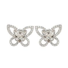 Suzy Levian New York Sterling Silver Cubic Zirconia Butterfly Earrings - Double butterfly designWhite round, pear and marquise shape cubic zirconia ge Double Butterfly, Earrings Double, Jewelry Cleaning Solution, Butterfly Earrings, Butterfly Design, Pure Silver, Cubic Zirconia, Pear, On Sale