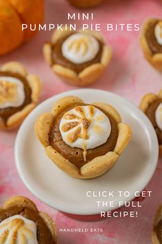 mini pumpkin pies on a plate with the title how to prep pumpkin pie bites in advance for the holidays