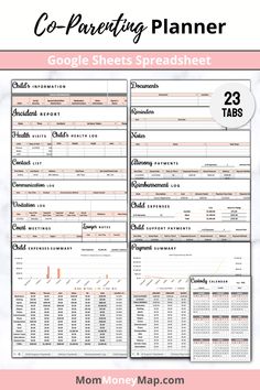 child support expenses spreadsheet Parenting Plan Custody Template, Parenting Plan Worksheet, 2nd Marriage, Mom Organization, Child Support Payments, Communication Log