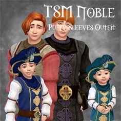 an image of three people dressed in medieval clothing with the caption tsm toble putti sleeves over them