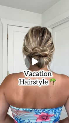 Lainey Ostrom on Instagram: "Vacation updo hairstyle. It’s HOT out, so here’s a hairstyle to keep your hair out of your face but still look good! Save and try! (Dress is linked in my story) - #vacationhairstyles #vacationhairgoals #vacationhair #trendyhairstyles #weddingupdos #weddingguesthair #easyupdo #hairupdosforweddings #summerhairstyle" Updo Hairstyles For The Beach, Resort Hairstyles Hair Ideas, Casual Updo For Long Hair, Easy Hairdos For Vacation, Hairstyles When It’s Hot Out, Easy Hair Twist Styles, Easy Vacation Updo, Cute Beach Updos, Up So Hairstyles