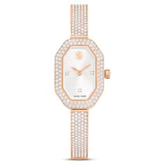 This light-catching Dextera bangle watch is crafted in Swarovski’s renowned iconic octagon shape. The 20mm x 30.5mm case features a rose gold-tone finish and is adorned with a pavé of 92 crystals on the bezel. This provides a perfect frame for the sunray dial, which features a swan logo at 12 o’clock and three crystallized index markers. Along with a single dazzling crystal set in the crown, the watch is also brought to life by 194 crystals set along the adjustable bracelet, providing exceptional beauty at every hour. This Swiss made watch is water resistant to 30m and combines joyful extravagance with signature Swarovski savoir-faire. Flowers For Men, Champagne Gold Color, Swan Logo, Bangle Watches, Octagon Shape, Gold Plated Bracelets, Swarovski Jewelry, Silver Pendants, Champagne Gold