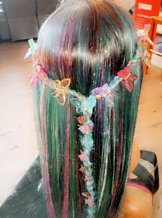 20in human custom wig/ glitter Wigs With Glitter Strands, Rainbow Wig Black Women, Rainbow Hair Front Pieces, Blonde Wig With Rainbow Highlights, Wigs Rainbow, Rainbow Wig, Custom Wigs, Glitter Hair, Funky Hairstyles