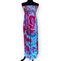 "This one-of-a-kind dress has been ice-dyed creating a colorful organic geode pattern. It has been tie dyed using professional fiber reactive Procion fabric dyes. Machine washable and ready to wear. Perfect for festival season, lounging around the house or night out on the town.  Item Details: - Old Navy brand Sundress - Upcycled Item - Women's Size XS - 100% Cotton Knit - Smocked Bust - Prewashed and Preshrunk - Chest: 24\"-28\" - Waist: 34' - Hips: 44\" - Total Length: 47\" The item in photos is the item that you will receive. Please note that color may vary slightly based on your monitor settings.  Please see my other listings for other one-of-a-kind tie dyes." Pink Sleeveless Hippie Dress, Hippie Sleeveless Pink Dress, Purple Sleeveless Festival Maxi Dress, Pink Sleeveless Maxi Dress For Festival, Purple Sleeveless Maxi Dress For Festival, Geode Pattern, Hand Dyed Clothing, Fuchsia Purple, Reverse Tie Dye