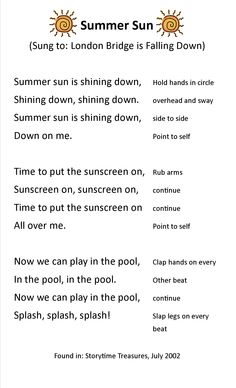 the poem summer sun is falling down in english and spanish, as well as other words