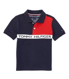 From Tommy Hilfiger&#x2C; this shirt features:point collarshort sleevespartial button placketcontrast piecingbrand verbiageCotton/Spandexmachine washImported. Navy Short Sleeve Polo Shirt For Spring, Tommy Hilfiger Navy Short Sleeve Top, Fitted Short Sleeve Tommy Hilfiger Polo Shirt, Fitted Tommy Hilfiger Polo Shirt With Short Sleeves, Tommy Hilfiger Cotton Polo Shirt Short Sleeve, Tommy Hilfiger Fitted Short Sleeve T-shirt, Tommy Hilfiger T Shirt Men, Mens Tees Design, Tommy T Shirt