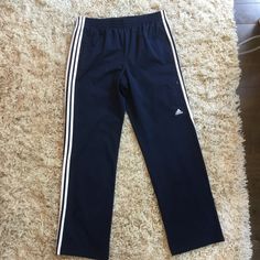 Adidas Track Athletic Pants, Size Large, New Without Tags, Mint Condition, Navy Blue. Waist: @ 32” Unstretched Up To @ 42” Stretched Inseam: @ 32” Rise: @ 11.5” Measurements Are Not A Guarantee Of Fit, But Are For Reference Purposes Only. Please Check Out My Other Listings For Great Deals On Namebrand And Designer Label Clothing! Adidas Sporty Wide Leg Pants, Adidas Sporty Wide-leg Pants, Casual Navy Pants With Three Stripes, Adidas Sporty Straight Leg Pants, Casual Adidas Stretch Pants, Adidas Stretch Wide Leg Bottoms, Adidas Casual Wide Leg Sweatpants, Adidas Wide Leg Cotton Pants, Adidas Wide Leg Casual Sweatpants