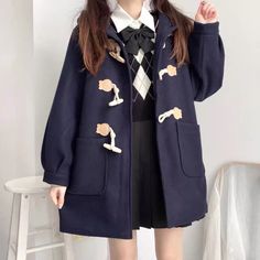 size: L, Color: Black Rain Coat Aesthetic, Woolen Coat Woman, Cute Coats, Flower Skirt, Suspender Skirt, Kawaii Aesthetic, Snow Boots Women, Rain Coat, Woolen Coat