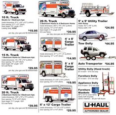 an advertisement with different types of trucks and trailers