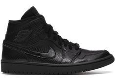 Buy and sell authentic Nike shoes on StockX including the Jordan 1 Mid Black Snakeskin (W) and thousands of other sneakers with price data and release dates. Jordan 1 Mid Black, Air Jordan 1 Mid Black, Nike Jordan 1 Mid, Authentic Jordans, Nike Air Jordan 1 Mid, Nike Air Jordan 1, Hot Sneakers, Triple Black, Air Jordan 1 Mid