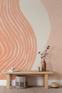 Orange and Peach Abstract Painting Wallpaper Peach Office Decor, Comp Wallpaper, Peach Living Room, Abstract Painting Wallpaper, Peach Living Rooms, Mod Bathroom, Peach Room, Peach Rooms, Bedroom 2023