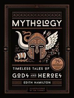 the book cover for mythology, featuring an image of a man's face and head