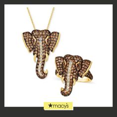 in stock Indian Wedding Jewelry Sets, Elephant Pendant Necklace, Elephant Ring, Elephant Jewelry, Chocolate Diamonds, Le Vian, Necklace Ring, Indian Wedding Jewelry, Ring Collection