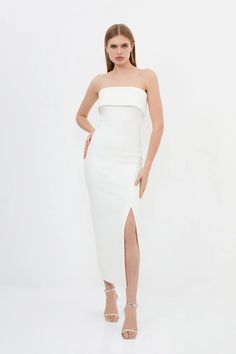 Figure Form Bandage Chain Strap Knit Midaxi Dress | Karen Millen Outfits For Mexico, Spring Wedding Guest Dress, Petite Business Casual, Fall Wedding Guest Dress, Bachelorette Outfits, Outfit Wedding Guest, Midaxi Dress, Evening Dresses Cocktail, Bandeau Dress