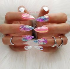 Trendy Nail Polish, Unicorn Nails, Dream Nails, Cute Nail, Gorgeous Nails, Acrylic Nail Designs, Mani Pedi, Nail Inspiration, Nail Art Ideas