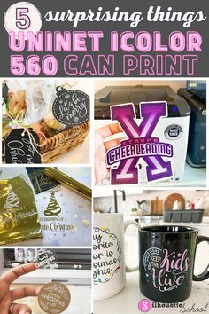 coffee mugs and other items are featured in this collage