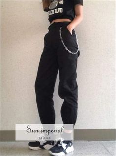 Gender:Women Material:Acetate Material:Polyester Material:COTTON Length:Ankle-Length Pants Style:Streetwear Fit Type:Loose Fabric Type:Broadcloth Closure Type:Zipper Fly Decoration:Fake Zippers Decoration:vintage Decoration:Pockets Decoration:Button Pattern Type:Solid Waist Type:High Front Style:Flat Pant Style:Cargo Pants sun-imperialelastic pants Size waist length hip / cm cm cm / S 62-72 99 88 / M 66-76 100 92 / L 70-80 101 96 / "Please allow slight 1-3 cm difference due to manual measurement Imperial Fashion, Joggers Women, Khaki Trousers, Streetwear Fits, Pants Cargo, High Waist Pants, Women Street, Women Pants, Punk Style