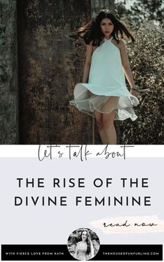 the rise of the divine feminine book cover with a woman in a white dress standing on a pole