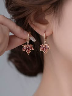 2pcs Rhinestone Flower Drop Earrings Multicolor    Copper     Women Fashion Jewelry, size features are:Bust: ,Length: ,Sleeve Length: Ethereal Jewelry, Fancy Jewelry Necklace, Luxury Earrings, Jewelry Design Earrings