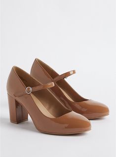 Mary Jane Pump - Patent Leather Camel (WW), BROWN Brown Blush, Brown Mary Janes, Unique Fits, Mary Jane Pumps, Jane Shoes, Mode Inspo