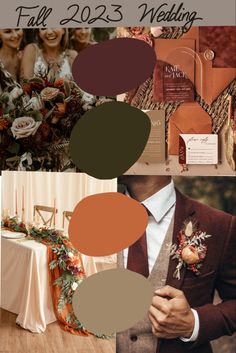 wedding color palettes for fall and winter 2012 - 2013, including red, orange, green