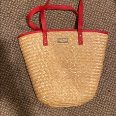 Laura Geller Woven Bag. Perfect For Summer Or The Beach For Your Essentials. Brand New Never Used In Wrapping. Trendy Red Beach Bag With Large Capacity, Trendy Large Capacity Red Beach Bag, Red Large Capacity Bucket Beach Bag, Large Capacity Red Bucket Beach Bag, Red Large Capacity Beach Bag For Shopping, Red Large Capacity Beach Bag For Vacation, Red Bucket Beach Bag For Travel, Large Capacity Red Beach Bag For Vacation, Casual Red Beach Bag For Everyday Use